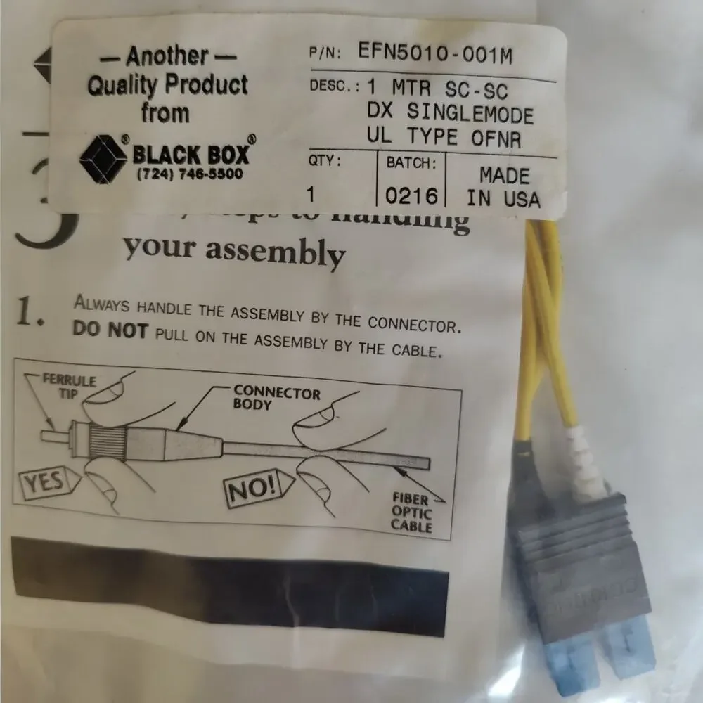 NEW Black Box EFN5010-001M fiber optic cable, 1 meter, SC-SC